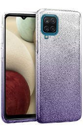 Луксозен силиконов гръб ТПУ с брокат за Samsung Galaxy A12 A125F / Samsung Galaxy A12 A127F преливащ сребристо към лилаво 
